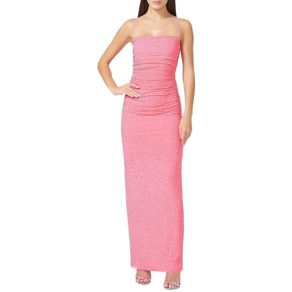 AFRM Womens Jennan Pink Knit Rhinestone Formal Evening Dress Gown NWT